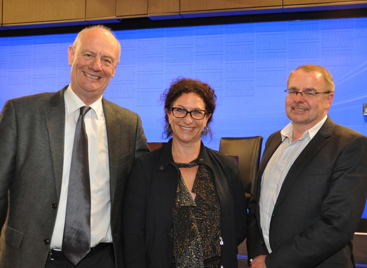 CCA Chair Tim Costello, Pro Bono Australia CEO Karen Mahlab, CCA CEO Daivd Crosbie